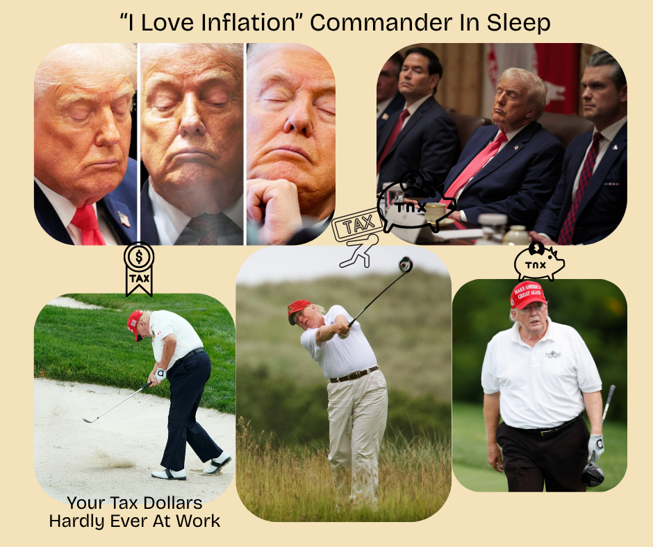 Photos of Trump sleeping through important meetings and golfing instead of working are costing American taxpayers millions of dollars.  