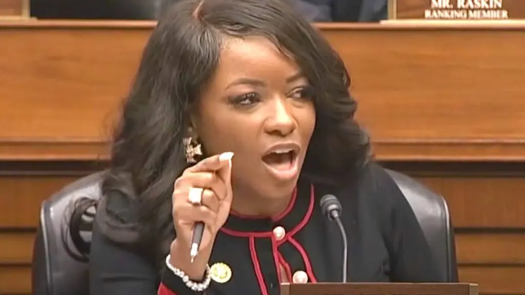 Representative Jasmine Crockett speaking during a House Committee "History doesn't change because it makes you uncomfortable."