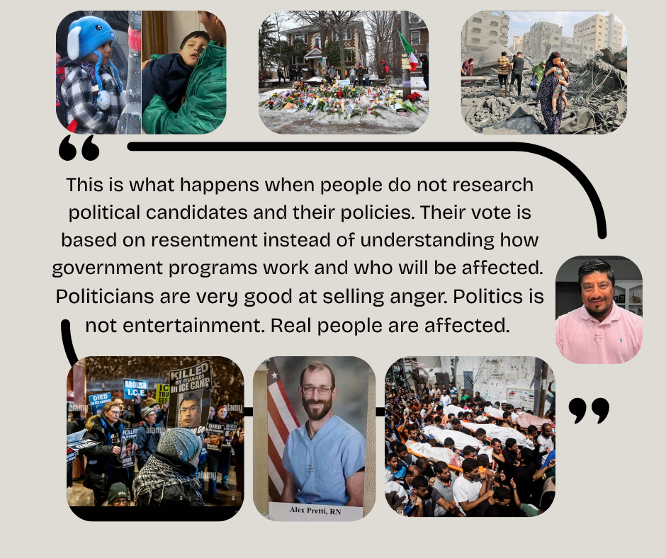Images of five tragic outcomes in our country and two in Gaza.