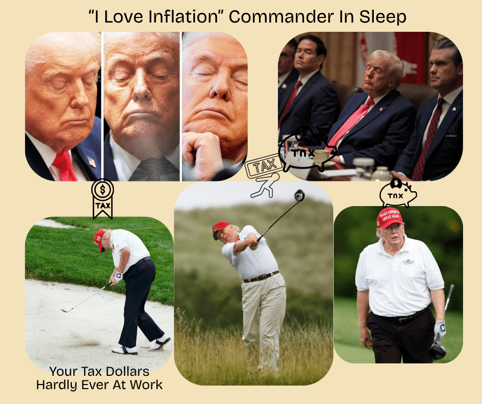 Photos of Trump sleeping through important meetings and golfing instead of working are costing American taxpayers millions of dollars.  