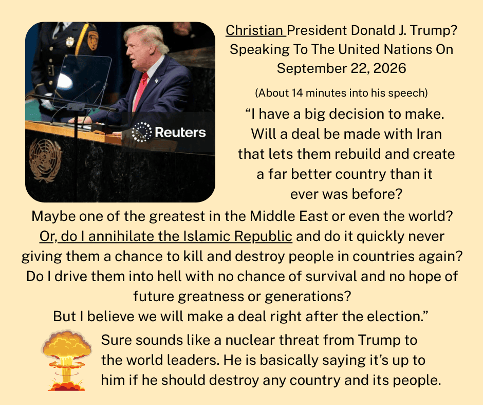 Donald Trump is standing at the podium addressing the world leaders in his United Nations Speech on September 22, 2026.